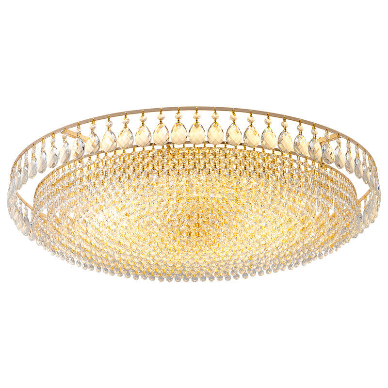 Modern Luxury Circle Iron Crystal 4/6/8/10 Light Flush Mount Ceiling Light For Living Room Lumendat