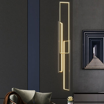 Modern Minimalist Iron Aluminum Silica Rectangular Square Ceiling Plate LED Chandelier for Stairway