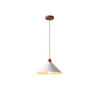 Modern Minimalist Cone Iron Solid Wood Grain 1-Light Pendant Light For Living Room
