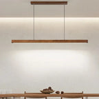 Contemporary Nordic Rubber Wood Acrylic Strip LED Island Light Chandelier for Dining Room BulbSquare