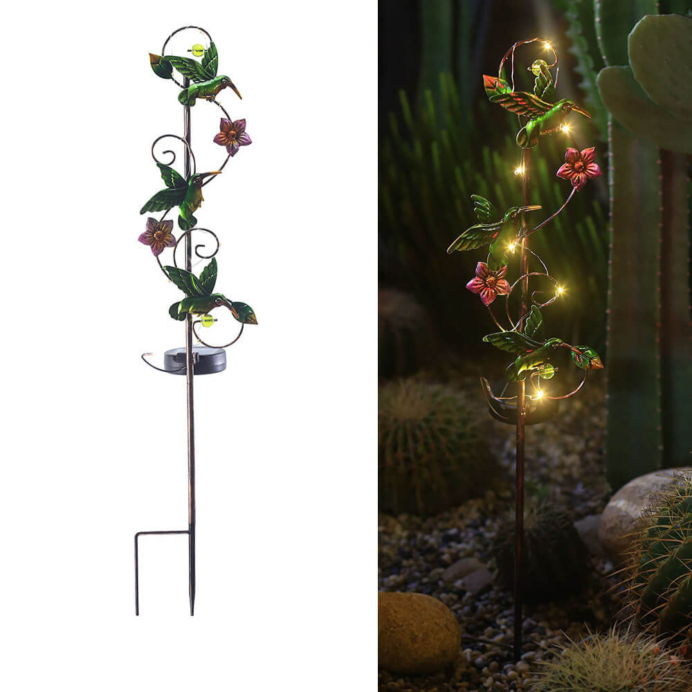 Solar Iron Hummingbird Butterfly Dragonfly Garden Lawn Landscape Light Lumendat