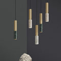 Contemporary Nordic Marble Terrazzo Column Metal 1-Light Pendant Light for Living Room Lumendat