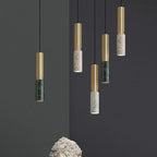 Contemporary Nordic Marble Terrazzo Column Metal 1-Light Pendant Light for Living Room Lumendat