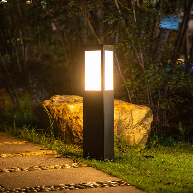 Modern Solar Lawn Square Column Outdoor Waterproof Path Lamp Lumendat