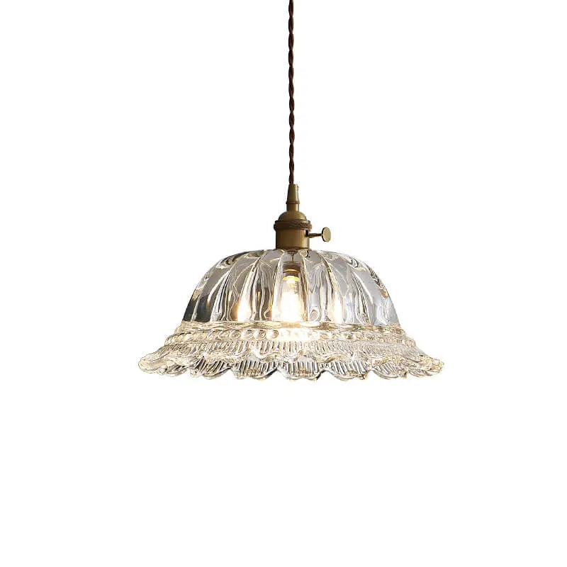 Contemporary Nordic Floral Glass Brass 1-light Pendant Light for Living Room & Bedroom BulbSquare