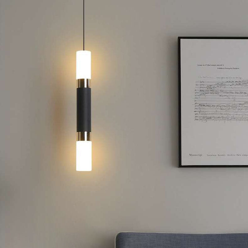 Modern Minimalist Cylinder Aluminum Acrylic LED Pendant Light for Bedroom BulbSquare