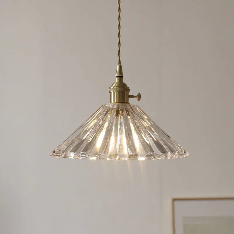 Nordic Minimalist Vintage Clear Brass Glass 1-light Pendant Light Lumendat