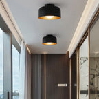 Minimalist Dome Wood Grain Iron 1-Light Semi- Flush Mount Ceiling Lumendat
