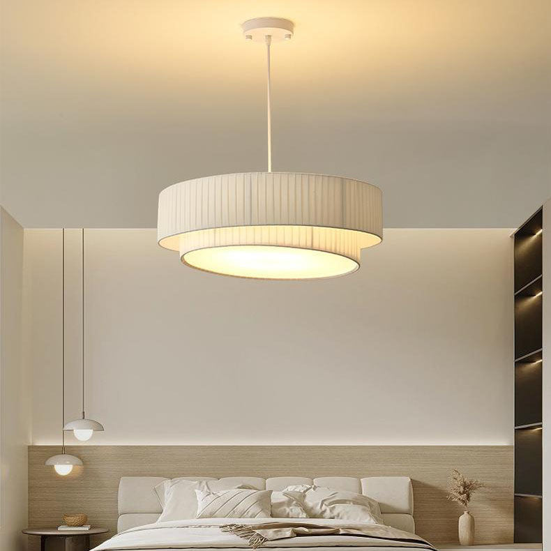 Contemporary Scandinavian Round Iron Acrylic Fabric 4/5 Light Pendant Light for Living Room BulbSquare