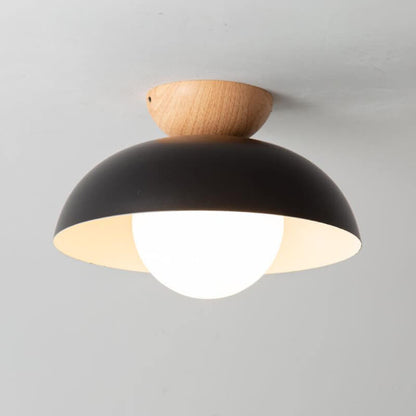 Modern Simple Wrought Iron Log Bowl-shaped 1-light Semi-flush Mount Ceiling Light