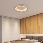 Nordic Minimalist Log Wood Round LED Flush Mount Ceiling Light Lumendat