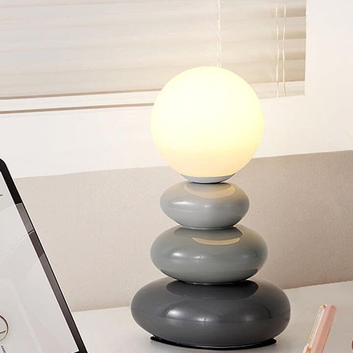 Modern Minimalist Pebble Ceramic Glass USB LED Table Lamp Lumendat