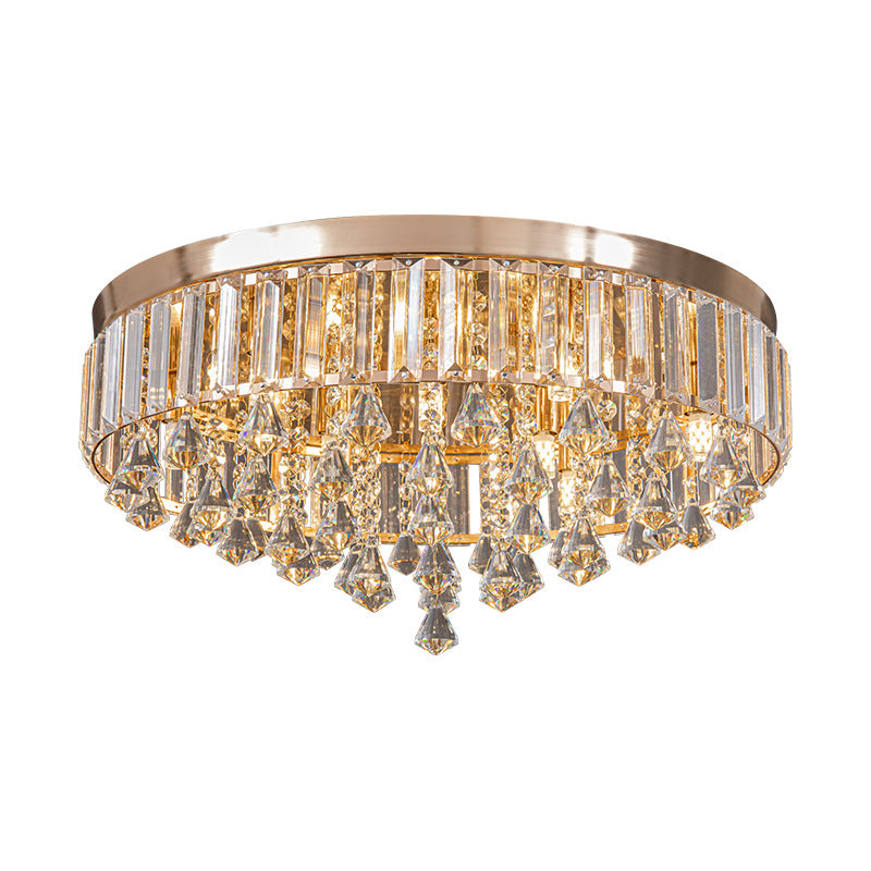 Modern Luxury Round Iron Crystal Beads 6/9-Light Flush Mount Ceiling Light For Living Room Lumendat