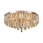 Modern Luxury Round Iron Crystal Beads 6/9-Light Flush Mount Ceiling Light For Living Room Lumendat
