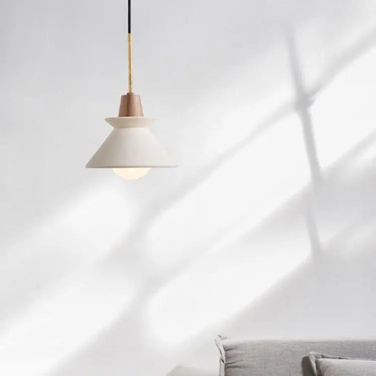 Nordic Minimalist Macaron Wood Cement 1-light Pendant Light Lumendat