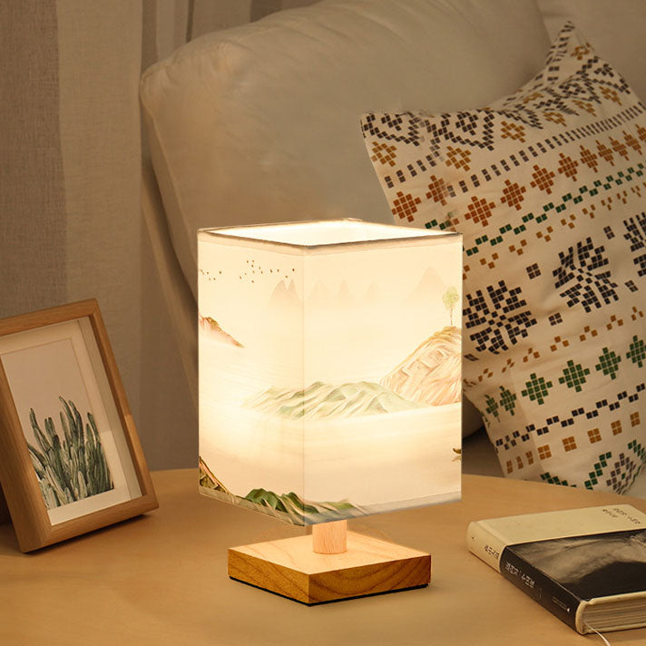 Contemporary Creative Fabric Square USB LED Table Lamp For Bedroom Lumendat