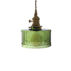Contemporary Nordic Brass Iron Glass Clear Round Drum Copper 1-Light Pendant Light For Living Room & Bedroom Lumendat