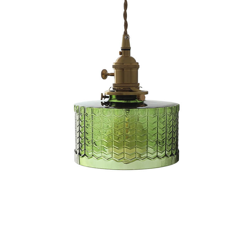Contemporary Nordic Brass Iron Glass Clear Round Drum Copper 1-Light Pendant Light For Living Room & Bedroom Lumendat