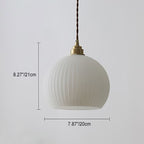 Modern Simplicity Ribbed Glass Semicircle Shade Copper 1-light Pendant Light for Living Room BulbSquare