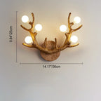 Nordic Creative Resin Antler Tree Branch Glass Ball 6-Light Wall Sconce Lamp Lumendat