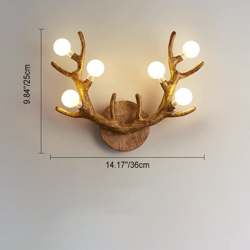Nordic Creative Resin Antler Tree Branch Glass Ball 6-Light Wall Sconce Lamp Lumendat