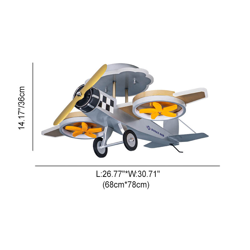 Creative Cartoon Airplane Iron Acrylic LED Kids Semi-Flush Mount Ceiling Light Lumendat