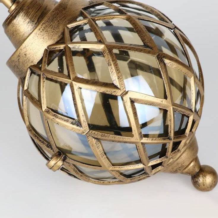 European Vintage Round Ball Die-cast Aluminum Glass Waterproof Outdoor 1-light Pendant Light BulbSquare