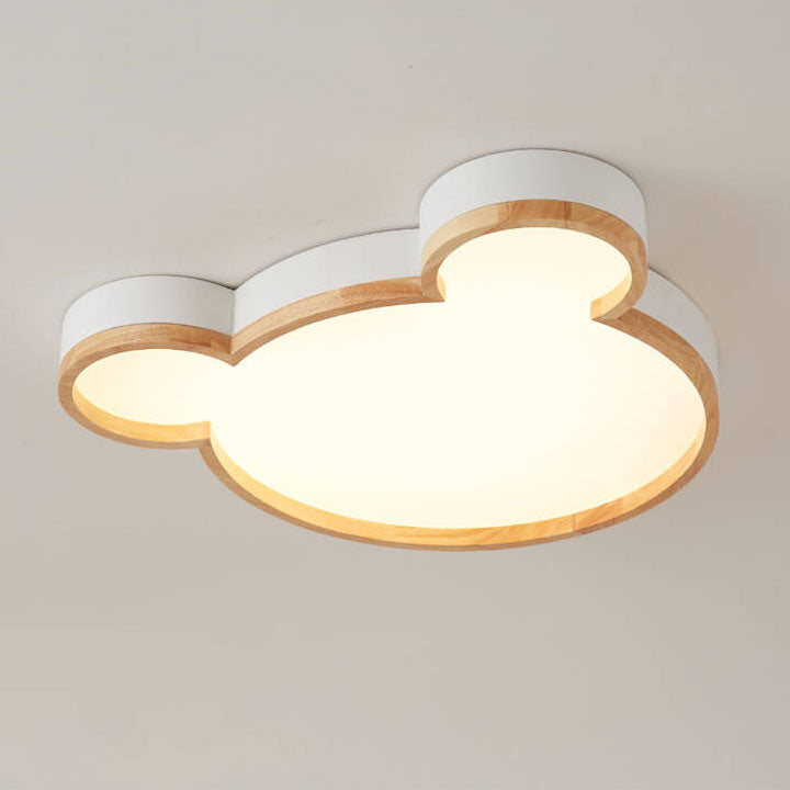 Lumendat Nordic Wood Bear Shape LED Kids Flush Mount Ceiling Light Lumendat