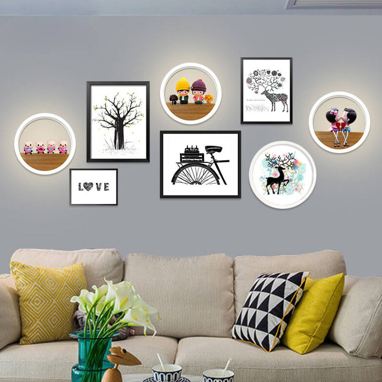 Creative Solid Wood Acrylic Storage Decoration Round LED Wall Sconce Lamp Lumendat