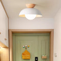 Modern Minimalist Round Iron Glass 1-Light Semi-Flush Mount Ceiling Light For Living Room Lumendat
