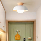 Modern Minimalist Round Iron Glass 1-Light Semi-Flush Mount Ceiling Light For Living Room Lumendat