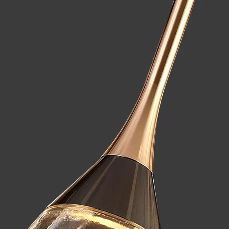 Contemporary Luxury Aluminum Water Drop Crystal LED Pendant Light for Living Room