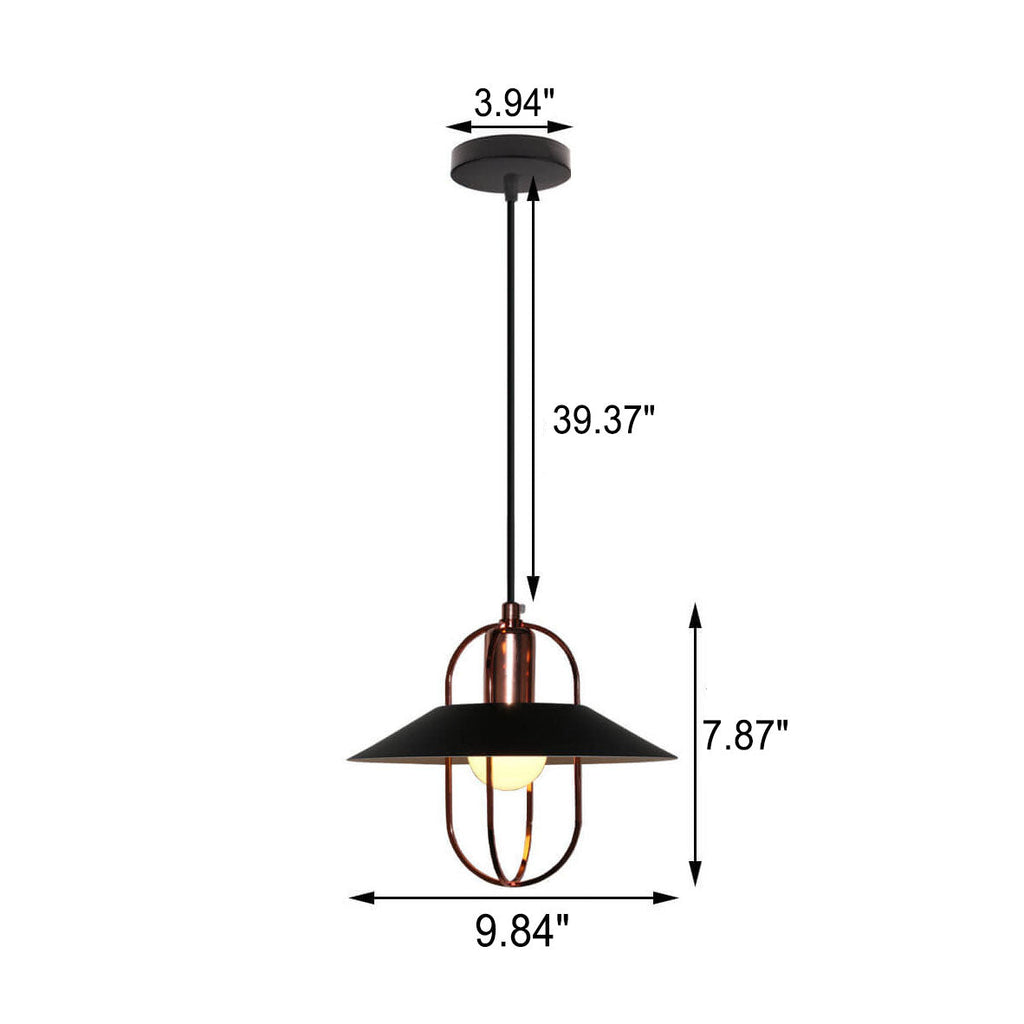 Industrial Creative Wrought Iron Conical Column Frame 1-Light Pendant Light