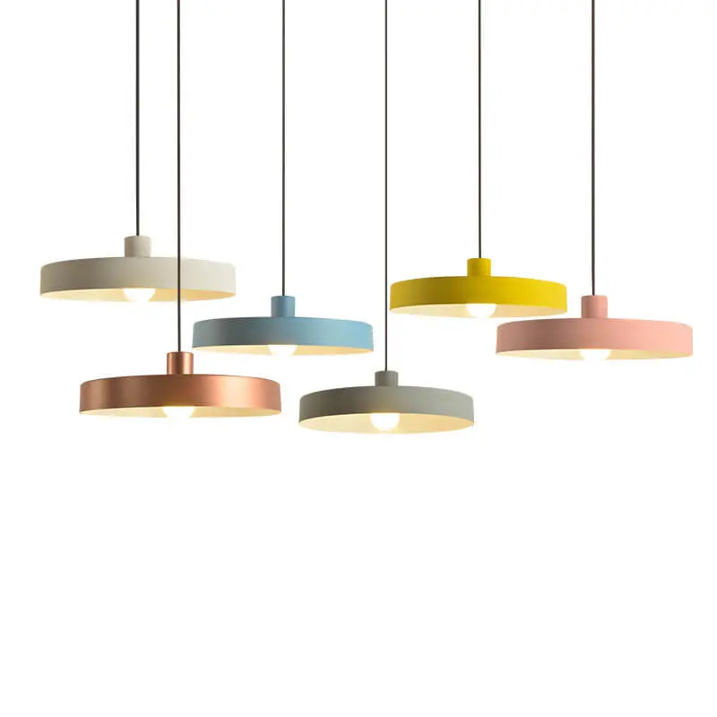 Modern Minimalist Aluminum Disc 1-light Pendant Light for Living Room BulbSquare