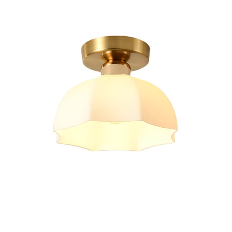 Scandinavian Modern Minimalist Iron Glass Ceramic Flower Diamond 1-Light Semi-Flush Mount Ceiling Light Lumendat