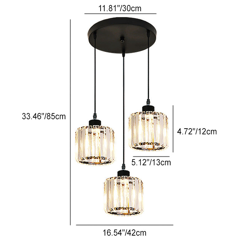 Textured Crystal 3-light Cylindrical Jar Pendant Light