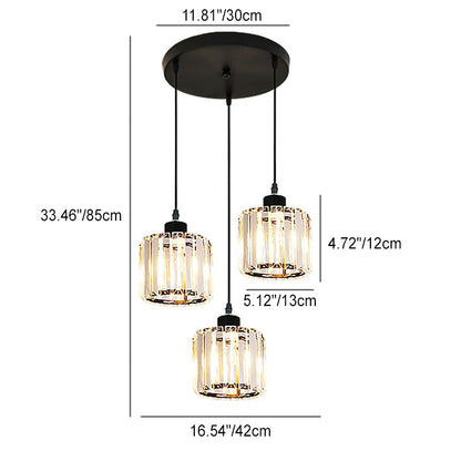 Textured Crystal 3-light Cylindrical Jar Pendant Light