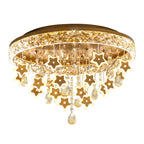 Lumendat Contemporary Nordic Kids Iron Acrylic Crystal Round Star Pendant LED Flush Mount Ceiling Light For Bedroom Lumendat
