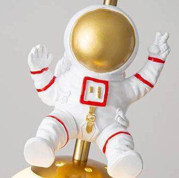 Contemporary Nordic Kids Orb Astronaut Iron Resin 1-light Pendant Light for Bedroom BulbSquare
