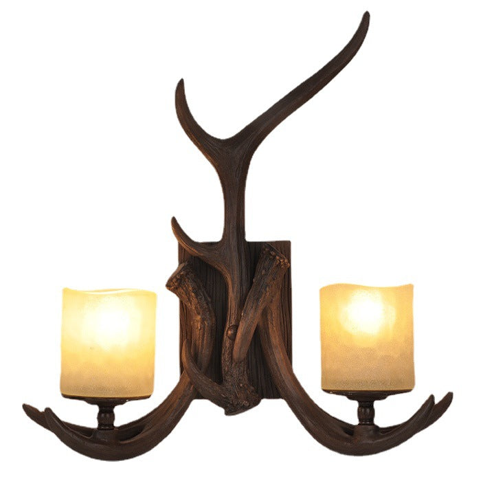 Traditional Vintage Resin Iron Antler 1/2 Light Wall Sconce Lamp For Hallway