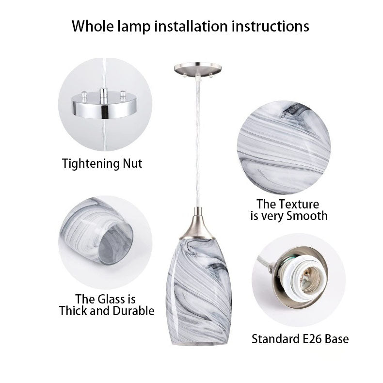 Modern Light Luxury Simple Marble Long Barrel 1-light Pendant Light