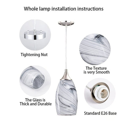 Modern Light Luxury Simple Marble Long Barrel 1-light Pendant Light