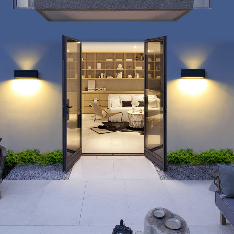 Outdoor Solar Waterproof Rectangular Slant LED Patio Wall Sconce Lamp Lumendat