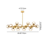 Contemporary Scandinavian Long Round Globe Iron Glass 16-light Island Light Chandelier for Dining Room Lumendat