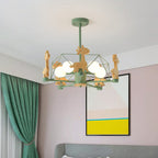 Scandinavian Modern Childlike Giraffe Diamond Pentagram Windmill Iron Wood Glass 4/5 Light Semi-Flush Mount Ceiling Light Lumendat