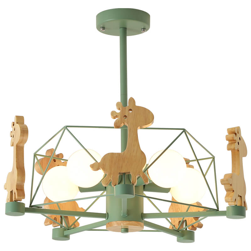 Lumendat Scandinavian Modern Children's Giraffe Diamond Pentagram Iron 5-Light Island Chandelier Lumendat