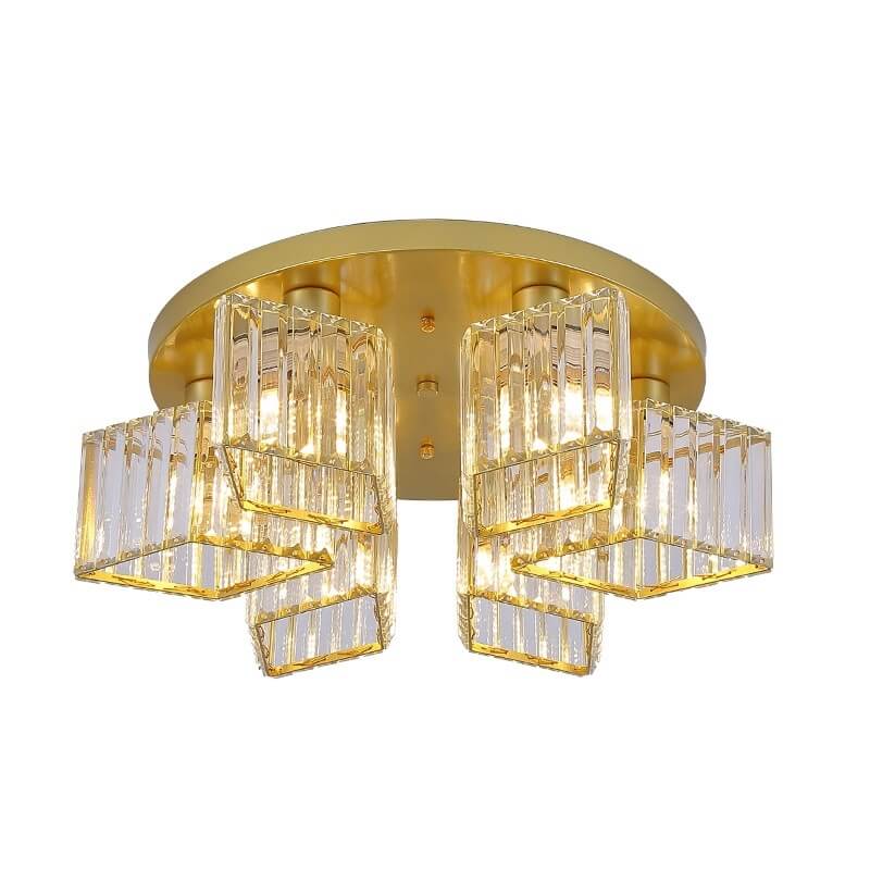 Modern Luxury Diamond Shaped Iron Crystal 3/4/5/6 Light Semi-Flush Mount Ceiling Light Lumendat