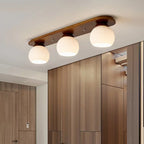 Japanese Vintage Striped Glass Wood Long Plate 2/3 Light Flush Mount Ceiling Light Lumendat
