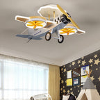 Creative Cartoon Airplane Iron Acrylic LED Kids Semi-Flush Mount Ceiling Light Lumendat