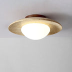 Traditional Vintage Round Travertine 1-light Flush Mount Ceiling Light for Hallway BulbSquare